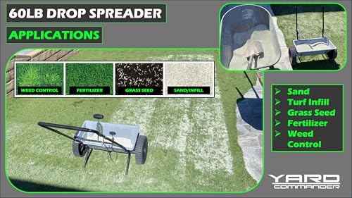 Yard Commander - 60 LB Walk-Behind Push Drop Spreader - Holds Up to 15,000 SQFT of Product - Great for Applying Fertilizer & Grass Seed - Adjustable Drop Rate & Composite Hopper - Image 5