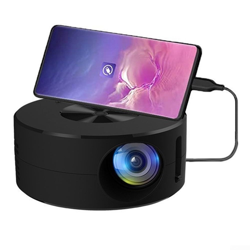 Tragbarer Projektor für Handy oder Tablet, kann über WLAN oder Datenkabel auf die Videoprojektoren gespiegelt werden, kompatibel mit Smartphone/Tablet/Laptop/TV-Stick/PS/USB