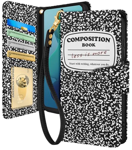Toycamp for Moto G 5G 2024 Wallet Case with Wrist Strap - Leather Flip Folio Phone Case with RFID Blocking 4 Card Holder for Motorola G 5G 2024 Funda Cute Aesthetic for Women Ladies, Notebook