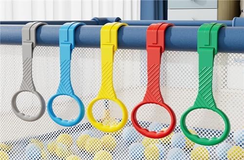 Walkers - 5pcs Walk Assistant Plastic Baby Crib Pull Rings for Baby Baby Pull Up Rings Cot Hanging Rings for Infant Baby Toddler Practice Tool (5 Color)