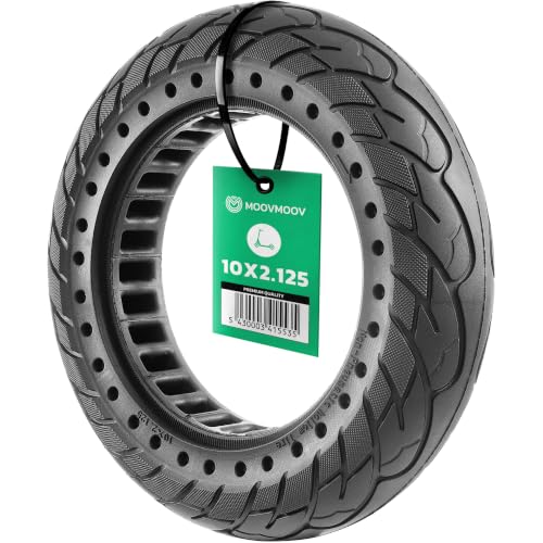 MOOVMOOV Rueda Maciza 10x2.125 - Para Patinete Eléctrico Pure Air, SoFlow S06, Vivobike S2 & S3 Max, etc. - Neumático Antipinchazos de 10x2.125 pulgadas.
