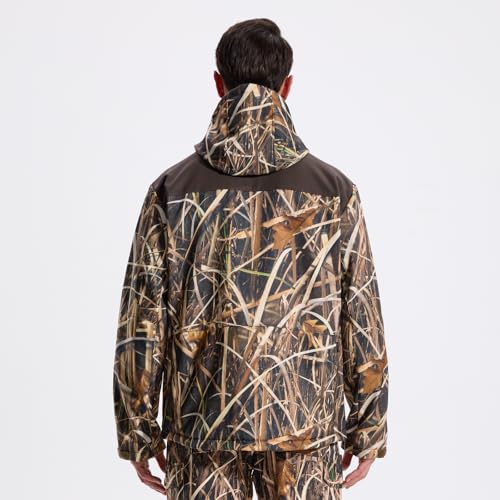 Image of LOOGU Mens Camo Jacket Hunting Hooded Softshell Fleece Lined Outdoor Hiking Coat