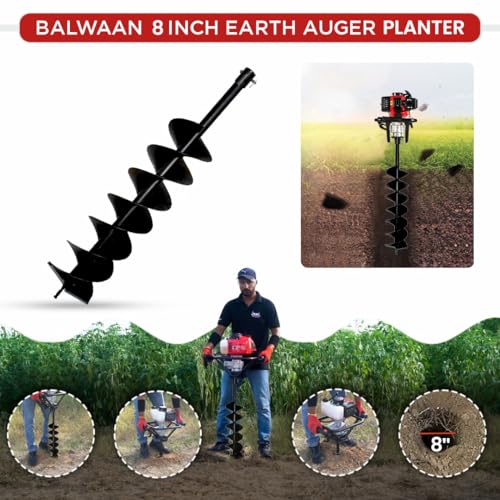 Image of BALWAAN Krishi 8-Inch Double Spiral Drill Planter | 20 cm Spiral Hole Digger for Efficient Garden & Farm Use|PT-8D