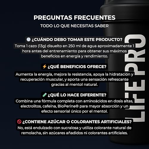 Pre Entreno Life Pro Elektro 400g - Pre Workout Potente con Citrulina Malato 8000mg, Beta Alanina 3000mg, Taurina 1500mg y Cafeína 200mg, Preentreno para Energía, Bombeo y Rendimiento | Sabor Lollipop - imagen 3