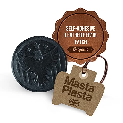 MastaPlasta Instant Self-Adhesive Premium Repair Patch. Eagle - Black - 3 Inch Diameter (8cm). Upholstery Quality Repair/Decorate Sofas, Car Seats, Jackets, Bags & More