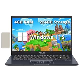 ASUS Portátil FHD de 14 pulgadas, procesador Intel Celeron N4500, 4 GB de RAM, 224 GB de almacenamiento (64 GB eMMC+160 GB de estación de acoplamiento), gráficos Intel Iris Xe, cámara 720P, Bluetooth,