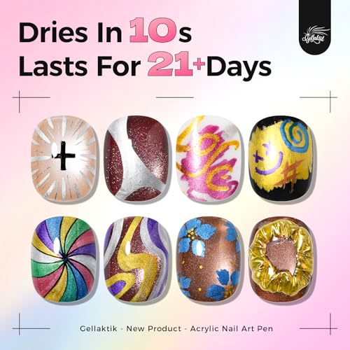 Image of 12 Colors Metallic Nail Art Pens, 0.7mm Nail MarkerPens for Women