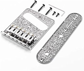 WANBY Professional 6 String Saddle Bridge Plate Beautiful Decorative Pattern for Tele Electric Guitar (Sliver)