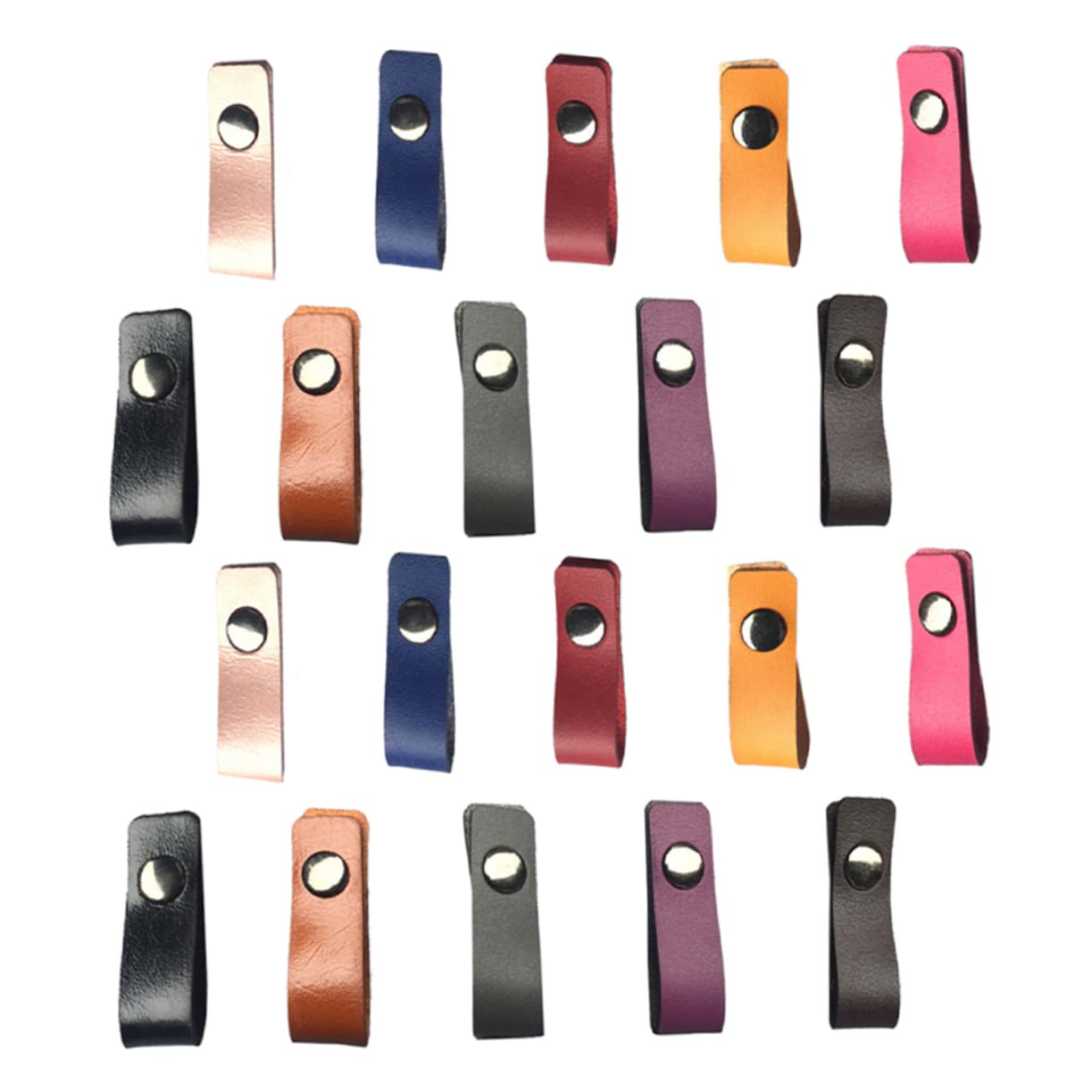 OSALADI 20pcs Leather Cable Straps Snap Wrap for Earphones Charging Cords Cord Organizers