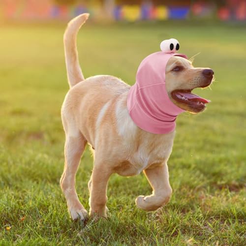 Image of SAWMONG Cute Dog Calming Hoodie Ear Head Covers for Noise Fireworks,No Shake Ear Wraps for Anxiety Relief,Dog Ear Muffs Hematoma Pet Grooming and Force Drying Pink,L