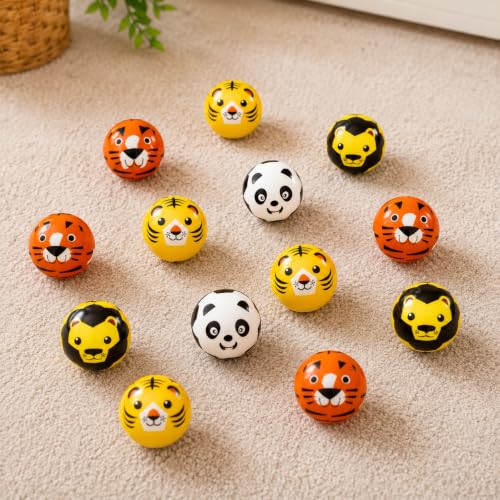 Image of Asera 12 Pcs Soft Foam Sponge Animal Cartoon Print Balls for Kids | Lightweight High Bounce Play Toy | Birthday Return Gifts, Party Favors, Indoor & Outdoor Fun