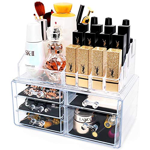 Clear Cosmetic Storage Organizer?Makeup Organizer Cosmetic Storage Drawers,Jewelry And Hair Accessories?Clear Design for Easy Visibility,For Vanity, Bathroom? Counter or Dresser(5)