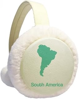 Green South America Ilustration Map Winter Ear Warmer Cable Knit Furry Fleece Earmuff Outdoor