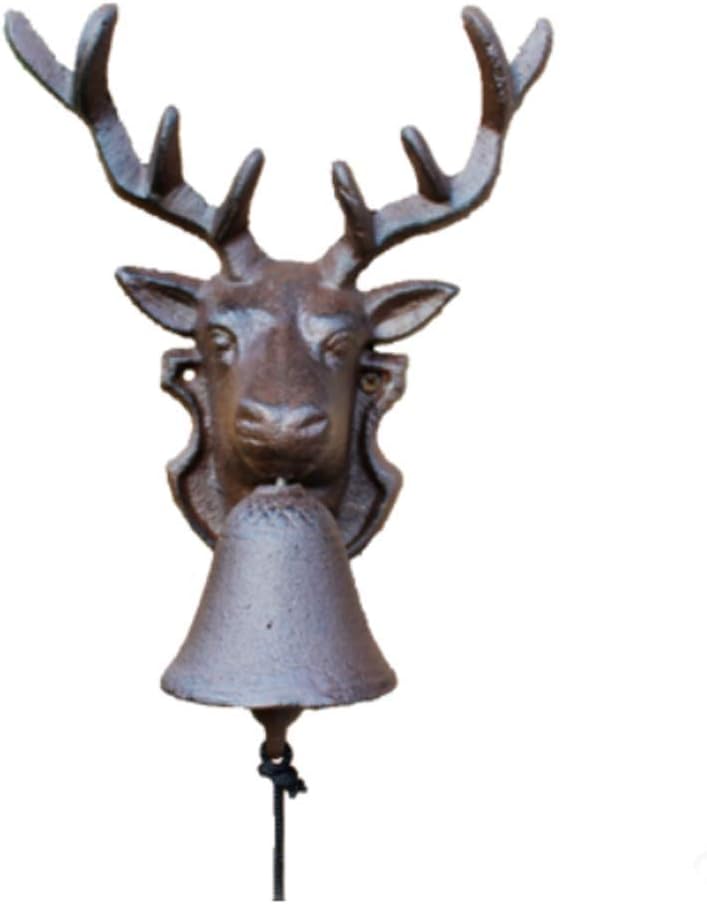 Cast Iron Dinner Bell, Cast Iron Door Bell - Deer Head Door Bell Hand Bell, Wall Hanging Decoration, Decorative Cast Iron Hanging Door Bell Dinner Bell Wall Mount Door Bell/Small Size