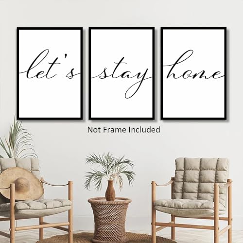 LUHDFYS Let'S Stay Home Sign Positive Life Quotes Lets Stay Home Wall Decor Modern Minimalist Text Wall Posters Art Canvas Painting For Bedroom Decor Wall Art Unframed