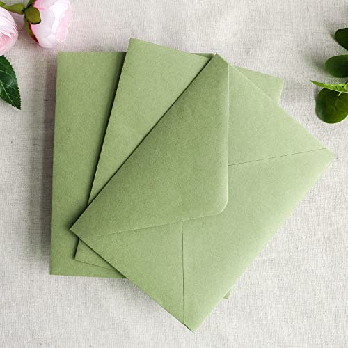 Ponatia 50 Pcs/Pack A7 Envelopes, 5.35 X 7.5'' Sage Green Envelopes, Perfect For 5 X 7'' Wedding Invitation Cards, Graduation Invite, Acrylic Invitations, Photos #TOP3