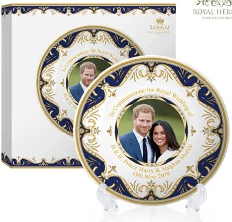 Royal Heritage H.R.H Harry and Meghan Markle Wedding Commemorative Plate, Fine China, Multi-Colour, 15 x 15 x 2 cm