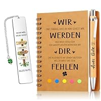 TUZELIYA Abschiedsgeschenk Kollegen, 3 in 1 Abschied Geschenk Notizbuch- Wir werden dir fehlen - Abschiedsgeschenk Kollegin Jobwechsel - Abschied Kollege Kollegin - Renteneintritt, Ruhestand Geschenk