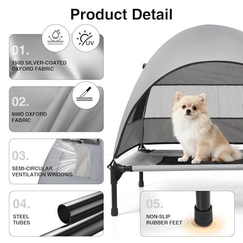 Elevated Outdoor Dog Bed with Canopy – Cooling Camping Tent, Removable Shade, Off-Ground Cot, Small — view 6