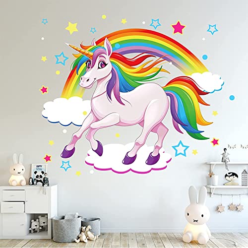Khosd Sticker Muraux Nuage De Enfant,Stickers Mural Aquarelle pour Chambre d'enfant/Bébé,DIY Autocollant Arc-en-Ciel pour Chambre De Filles Décoration Cover