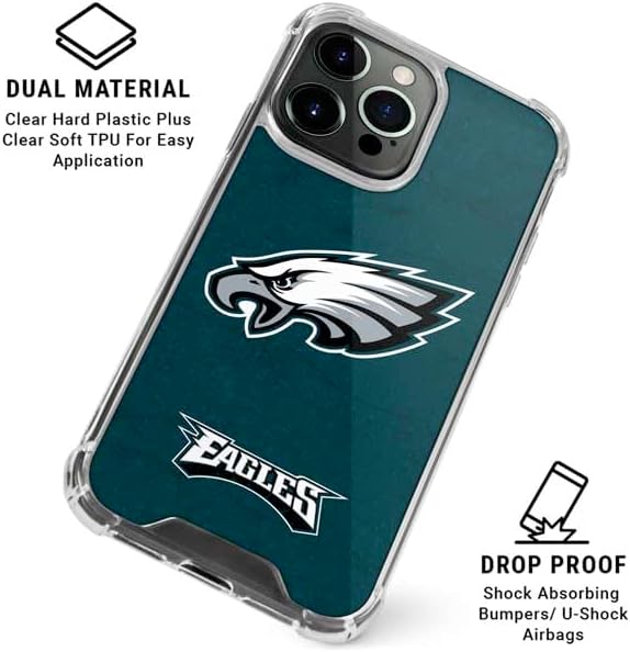 Skinit Clear Phone Case Compatible with iPhone 16 Pro Max - Officially Licensed NFL Philadelphia Eagles Distressed Design
