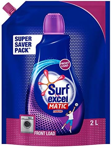 Surf Excel Matic Front Load Liquid Detergent Refill Pouch -Super Saver Pack Designed For 100% Tough Stain Removal In Front Load Machines, 2 L