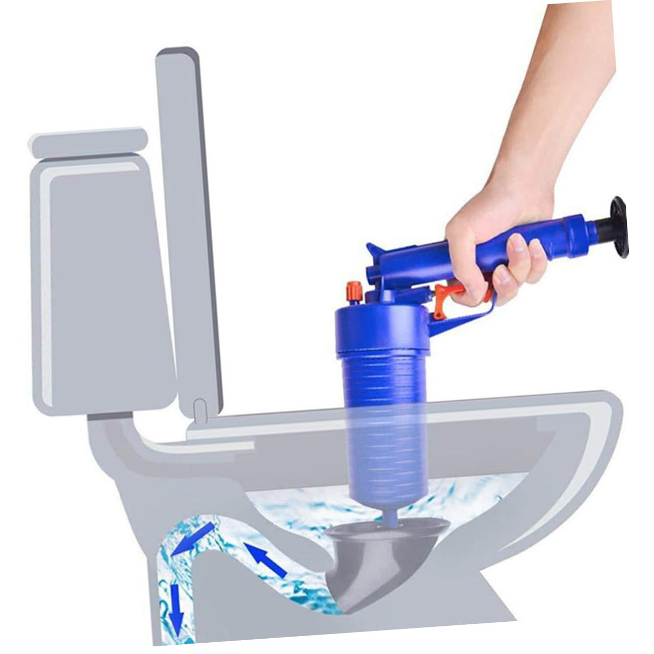 KOMBIUDA Desatascador De Aire Comprimido Para Inodoro y Fregadero, Herramienta Profesional De Alta Resistencia Para Limpiar Tuberías y Drenajes De Baño, Cocina y Bañera, Flexible y Potente