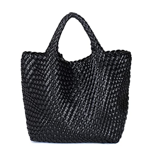 Image of JINMANXUE Fashion Woven Bag Shopper Bag Travel Handbags and Purses Women Tote Bag Large Capacity Shoulder Bags