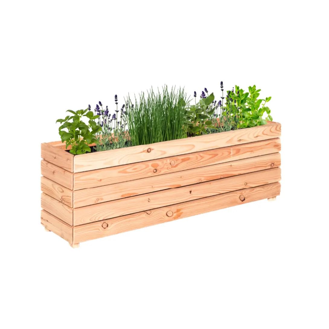 Mega Holz Pflanzkübel MODULO 120x30x39 cm (BxTxH) - wetterfester Blumenkasten aus heimischen Lärchenholz - Blumenkübel aus witterungsbeständiger Lärche für Garten, Terrasse und Balkon, Modular, Holz
