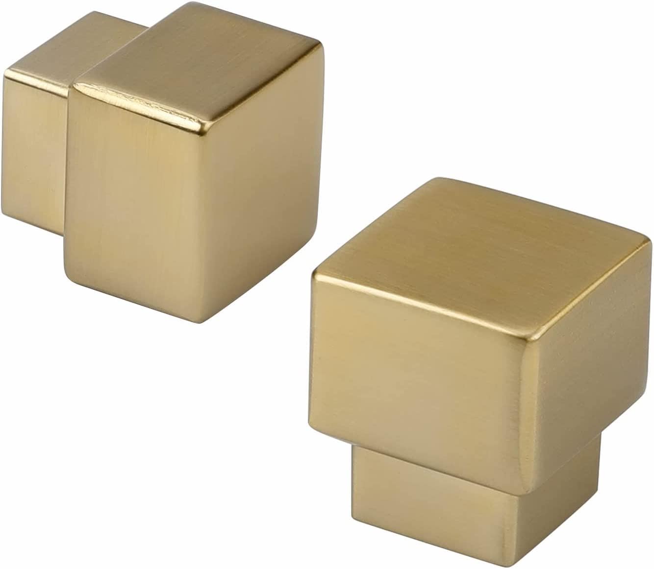 goldenwarm 10 Pack Kitchen Knobs Brushed Brass Knobs for