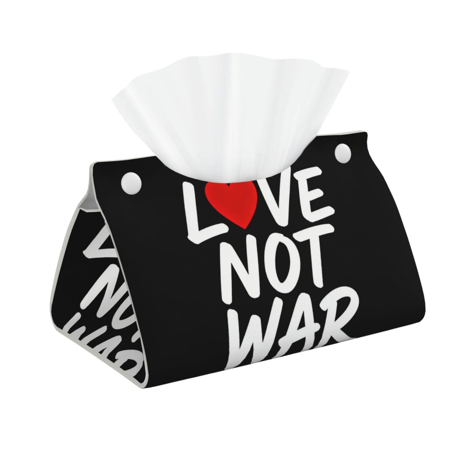 Love Not War Long Leather Tissue Box Cover-Waterproof PU Leather Tissue Holder for Bathroom, Decorative Rectangular Tissue Case