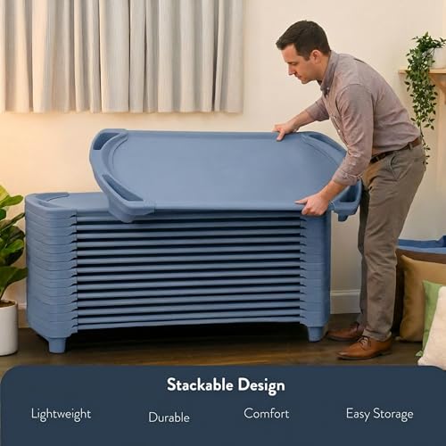 Image of Angeles Sleeping Cot Daycare Essentials, Wedgewood Blue, Toddler, Single