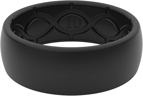 Groove Life - Anillo de boda de goma transpirable para hombres, de silicona sólida, diseño único, cobertura de por vida, anillo de ajuste cómodo