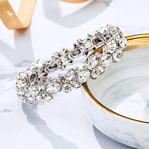 BriLove Wedding Bridal Bracelet Marquise-Shape Stretch Bangle for Women3