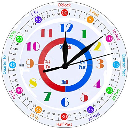 GeTJonesRiGhT Mute Child Analog Battery Operated Learning Clock,Perfect Room & Wall Decor