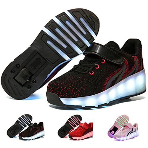 Light Up Shoes Led Roller Skate Shoes Wheels Boys Girls Sneakers, Kids Led Light Up Shoes Usb Charging Flashing Sneakers Unisex for Festivals, Thanksgiving, Christmas, New Year(Size:US 13,Color:Black)