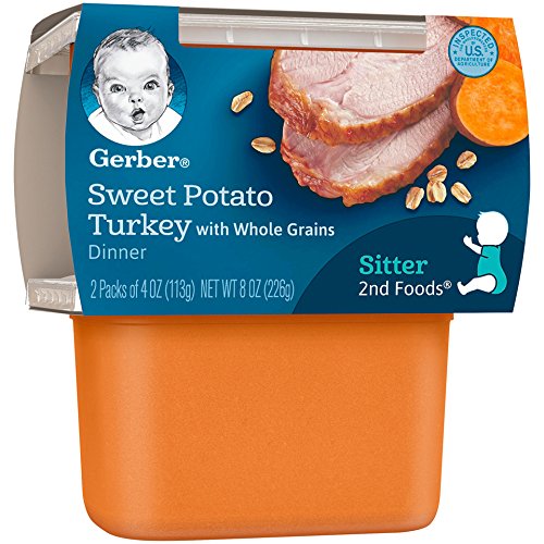 Gerber 2nd Foods Sweet Potato and Turkey, 4 oz Tubs, 2 Count (Pack of 8) ( Packaging May Vary )