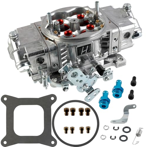 RoyalAir Double Pumper Carburetor Square Bore High Performance Racing Carb with Red Annular Booster Holley 4150 Style Replacement For Quick Fuel Brawler Race Series 650CFM BR-67199 (A4150-650)