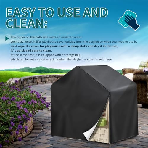 Playhouse Cover, 420D Oxford Outdoor Playhouse Covers 51"L x 59"W x 58"H Waterproof UV-Proof and Dust-Proof, Cover for Outdoor Kids Playhouse by MRWiZMS - Image 7