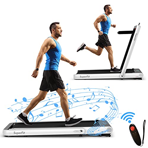 Image of Goplus 2 in 1 Folding Treadmill, 4.75HP Superfit Under Desk Electric Treadmill with APP Control, LED Touch Screen, Blue Tooth Speaker, Remote Control, Walking Jogging for Home Office