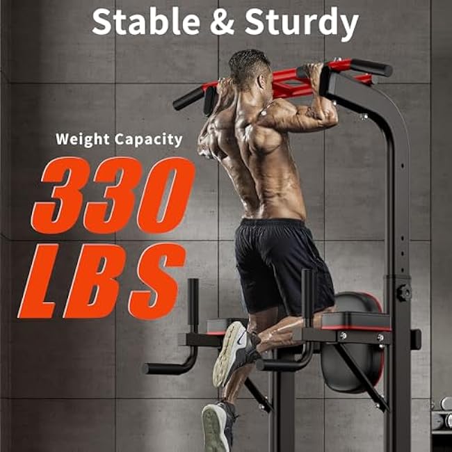 sogesfurniture Adjustable Dip Station & Pull Up Bar ¨C Heavy Duty Calisthenics Workout Equipment for Home Gym, Multi-Function Fitness Training with Push Up Handles, Dips, Pull Ups & Push Ups