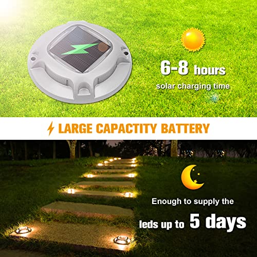 Volisun Solar Driveway Lights Dock Marine Lights 12 Pack,2 Colors In 1,Outdoor Led Deck Lights,Solar Powered Wireless Waterproof Warning Step Lights For Driveway Sidewalk Pathway (White/Warm White) #TOP3