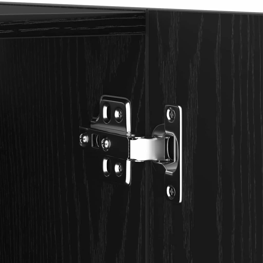 TV-Schrankset 6-teilig Wandmontiert - Modernes Lowboard hängend in Schwarz Eichen-Optik aus Holzwerkstoff - Platzsparende Schrankwand für Wohnzimmer & Media Center