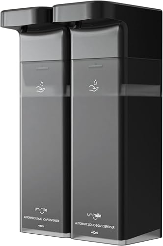 Umimile Dispensador automático de jabón, dispensador eléctrico de desinfectante de manos sin contacto de 2 x 13.5 onzas, dispensador automático de