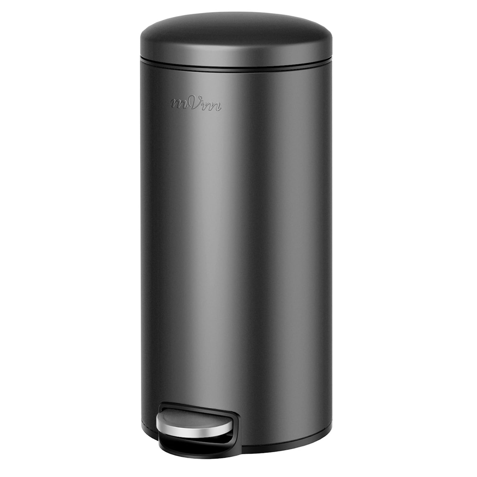 mVm Pattumiera Rotonda in Acciaio Inox con Pedale, Coperchio Bombato Soft Close, Secchio Interno Rimovibile, per Bagno e Cucina, 30L