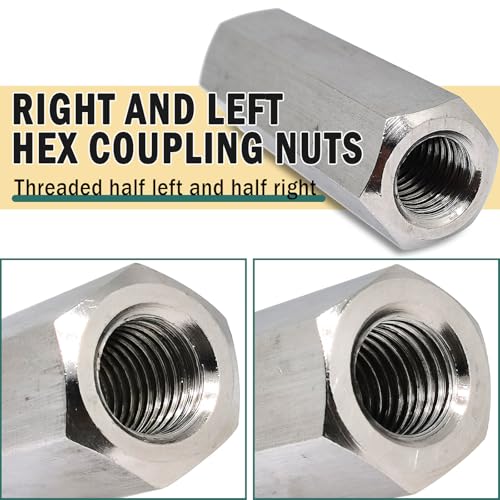 Image of 1pc M12x60xS19 Right and Left Hex Coupling Nuts,304 Stainless Steel Hex Rod Connector