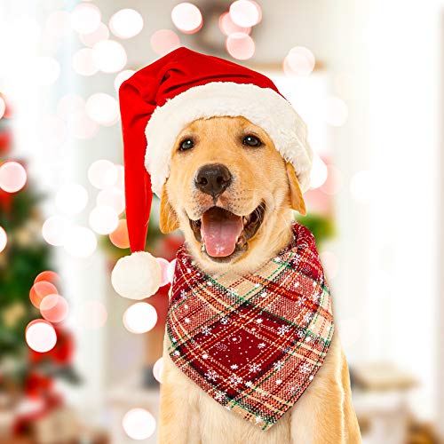 Whaline 6 Pack Christmas Dog Bandanas Reversible Red Green Buffalo Plaid Triangle Bids Snowflakes Pet Scarf Washable Cotton Pet Neckerchief Pet Costume Accessories Decoration For Cats Dogs #TOP3