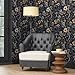 Froluya Mushroom Wallpaper Peel and Stick Dark Blue Floral Contact Paper 16.9