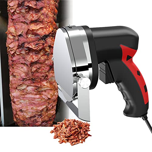 MLUENF Coltello Commerciale Shawarma Doner Kebab, affettatrice elettrica per Kebab con Lame, Coltello giroscopico Coltello da Barbecue a Spessore Regolabile per Tagliare l'agnello Kebab Turco