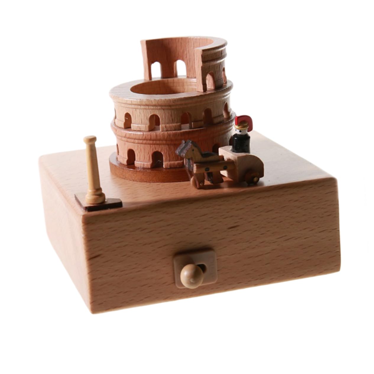 Caja de música de madera con melodías creativas y acabado romano
